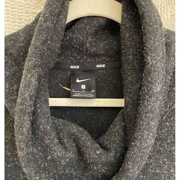 Nike Sweater Womens S Grey Cowl Neck Pullover Sweatshirt Gold Trim Tunic - Picture 2 of 9
